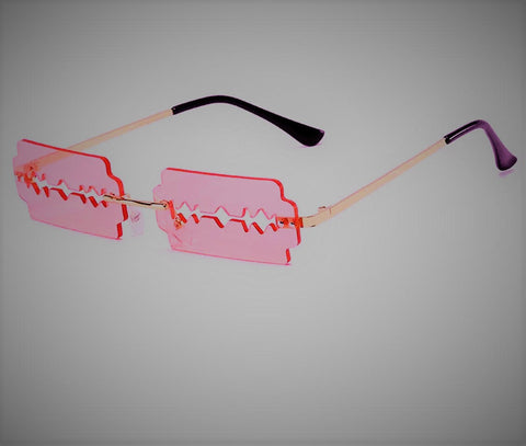 Pink Acrylic Razor Heart Sunglasses