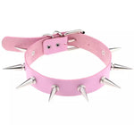 Pink or Black Vegan Leather Spiked Choker