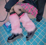 “BABY PINK FAUX FUR LEG WARMERS” Runway RDY