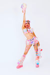 “HELLO-KITTY PRETTY 3PC Pastel Rainbow Faux Fur” Runway RDY Set