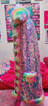 “Custom CARE BEARS RAINBOW SEQUIN Faux Fur COAT”Runway RDY