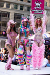 “FLIRTY FLAMINGO CHAPS 7PC Ruffle Rhinestone” + Pink Wig! Runway RDY Set