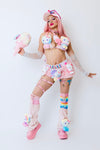 “HELLO-KITTY PRETTY 3PC Pastel Rainbow Faux Fur” Runway RDY Set