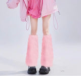 “BABY PINK FAUX FUR LEG WARMERS” Runway RDY