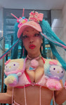 “HELLO-KITTY PRETTY 3PC Pastel Rainbow Faux Fur” Runway RDY Set
