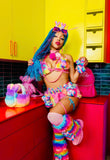 “PEEP DA PEEPS” 3 PC Rainbow Faux Fur Custom RUNWAY RDY Set