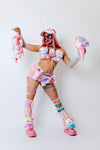 “HELLO-KITTY PRETTY 3PC Pastel Rainbow Faux Fur” Runway RDY Set
