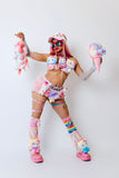 “HELLO-KITTY PRETTY 3PC Pastel Rainbow Faux Fur” Runway RDY Set