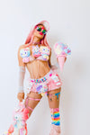“HELLO-KITTY PRETTY 3PC Pastel Rainbow Faux Fur” Runway RDY Set