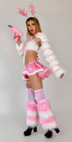 “ANGELIC PINK MARSHMALLOW” Faux Fur Sleeve & Crop Top Runway RDY Set