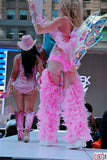 “FLIRTY FLAMINGO CHAPS 7PC Ruffle Rhinestone” + Pink Wig! Runway RDY Set
