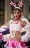 “ANGELIC PINK MARSHMALLOW” Faux Fur Sleeve & Crop Top Runway RDY Set