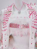 Handmade BARBIE BIKER SPIKED & CHAINED Vegan LEATHER Moto-Style JACKET “Runway RDY”