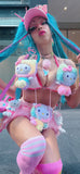 “HELLO-KITTY PRETTY 3PC Pastel Rainbow Faux Fur” Runway RDY Set