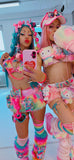 “HELLO-KITTY PRETTY 3PC Pastel Rainbow Faux Fur” Runway RDY Set