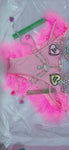 “FLIRTY FLAMINGO CHAPS 7PC Ruffle Rhinestone” + Pink Wig! Runway RDY Set
