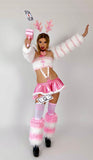 BABY PINK & WHITE Faux Fur STRIPED Leg Warmers Runway RDY