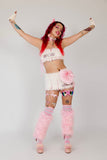 “PINK PUNK SNOWSTORM” 2pc Faux Fur Spiked Set Runway RDY