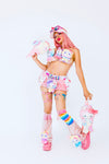 “HELLO-KITTY PRETTY 3PC Pastel Rainbow Faux Fur” Runway RDY Set