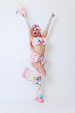 “HELLO-KITTY PRETTY 3PC Pastel Rainbow Faux Fur” Runway RDY Set