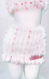 “PINK PUNK SNOWSTORM” 2pc Faux Fur Spiked Set Runway RDY