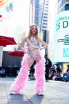 “FLIRTY FLAMINGO CHAPS 7PC Ruffle Rhinestone” + Pink Wig! Runway RDY Set