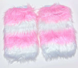 BABY PINK & WHITE Faux Fur STRIPED Leg Warmers Runway RDY