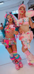 “HELLO-KITTY PRETTY 3PC Pastel Rainbow Faux Fur” Runway RDY Set
