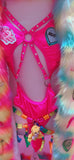 “GANGSTA BARBIE Rhinestone Open BODYSUIT” Runway RDY