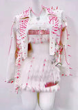 “PINK PUNK SNOWSTORM” 2pc Faux Fur Spiked Set Runway RDY