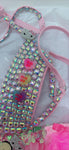 “FLIRTY FLAMINGO CHAPS 7PC Ruffle Rhinestone” + Pink Wig! Runway RDY Set