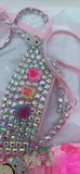 “FLIRTY FLAMINGO CHAPS 7PC Ruffle Rhinestone” + Pink Wig! Runway RDY Set