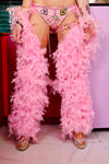 “FLIRTY FLAMINGO CHAPS 7PC Ruffle Rhinestone” + Pink Wig! Runway RDY Set
