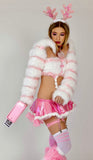 “ANGELIC PINK MARSHMALLOW” Faux Fur Sleeve & Crop Top Runway RDY Set