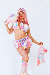 “HELLO-KITTY PRETTY 3PC Pastel Rainbow Faux Fur” Runway RDY Set