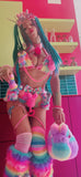 “PEEP DA PEEPS” 3 PC Rainbow Faux Fur Custom RUNWAY RDY Set