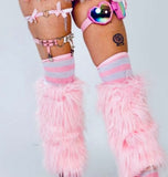 “BABY PINK FAUX FUR LEG WARMERS” Runway RDY