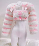 “ANGELIC PINK MARSHMALLOW” Faux Fur Sleeve & Crop Top Runway RDY Set