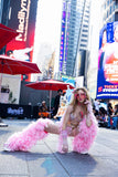 “FLIRTY FLAMINGO CHAPS 7PC Ruffle Rhinestone” + Pink Wig! Runway RDY Set