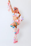 “HELLO-KITTY PRETTY 3PC Pastel Rainbow Faux Fur” Runway RDY Set
