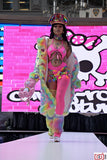 “Custom CARE BEARS RAINBOW SEQUIN Faux Fur COAT”Runway RDY