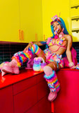 “PEEP DA PEEPS” 3 PC Rainbow Faux Fur Custom RUNWAY RDY Set