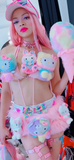 “HELLO-KITTY PRETTY 3PC Pastel Rainbow Faux Fur” Runway RDY Set