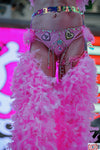 “FLIRTY FLAMINGO CHAPS 7PC Ruffle Rhinestone” + Pink Wig! Runway RDY Set