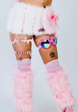 “BABY PINK FAUX FUR LEG WARMERS” Runway RDY