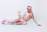 “HELLO-KITTY PRETTY 3PC Pastel Rainbow Faux Fur” Runway RDY Set