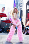 “FLIRTY FLAMINGO CHAPS 7PC Ruffle Rhinestone” + Pink Wig! Runway RDY Set