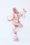 “HELLO-KITTY PRETTY 3PC Pastel Rainbow Faux Fur” Runway RDY Set