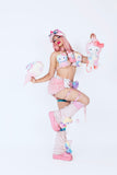 “HELLO-KITTY PRETTY 3PC Pastel Rainbow Faux Fur” Runway RDY Set