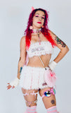 “PINK PUNK SNOWSTORM” 2pc Faux Fur Spiked Set Runway RDY